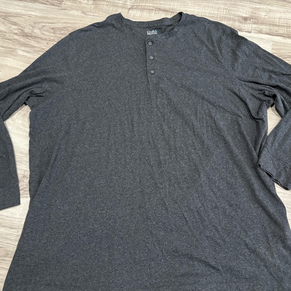 croft & barrow Charcoal Henley Long-Sleeve Shirt